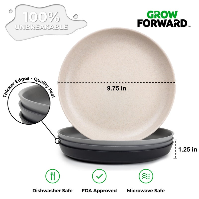 Grow Forward Premium Wheat Straw Plates and Bowls Sets - 8-Piece Wheat Straw Dinnerware Sets - Unbreakable & Reusable Microwave Safe Plastic Dinner Plates for Outdoors  RV  Camping Dishes - Moonlight - Image 3